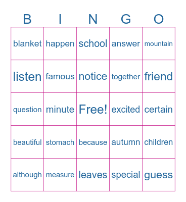 FRIDAY FUN DAY Bingo Card