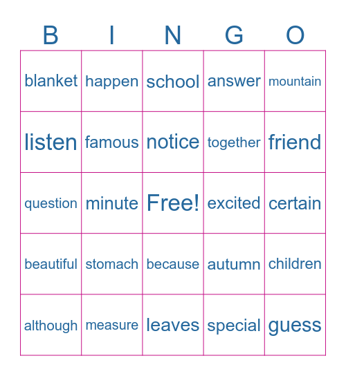 FRIDAY FUN DAY Bingo Card