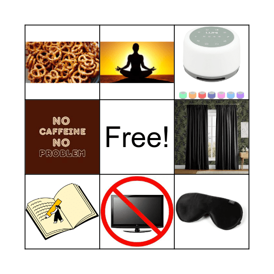 Healthy sleeping Habits Bingo Card