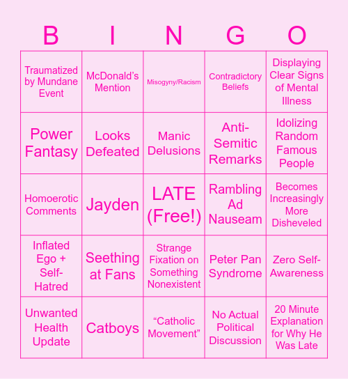 THE NICK FUENTES SHOW Bingo Card