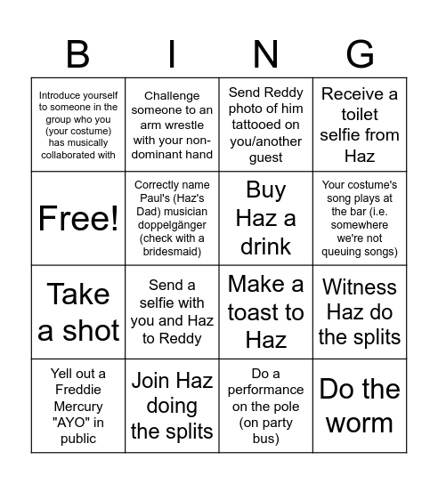 Haz's Hens Bingo Card