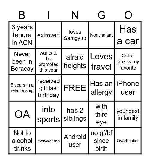 Employee Data Administration Bingo Card