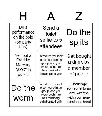 Haz Bingo Card
