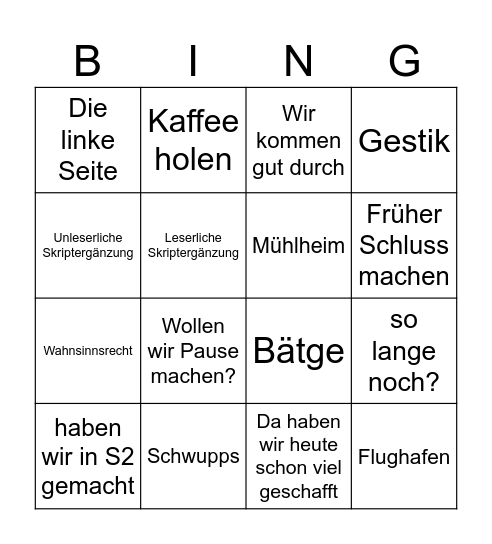 Schwuppsi Bingo Card
