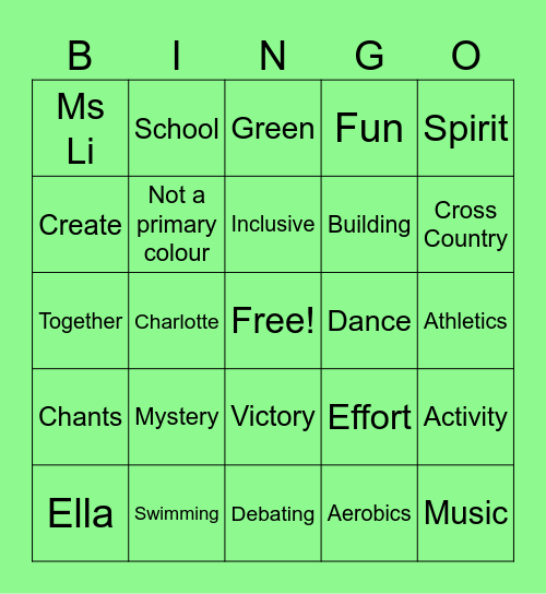 McCowan Bingo Card