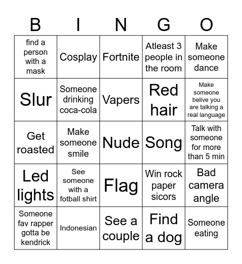 Monkey App Bingo Card