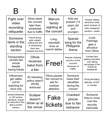 GUTS TOUR PH BINGO Card