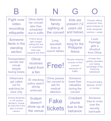 GUTS TOUR PHILIPPINES BINGO Card