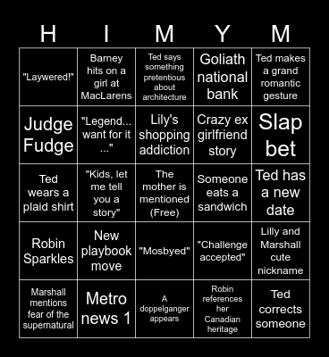 How I met your mother Bingo Card