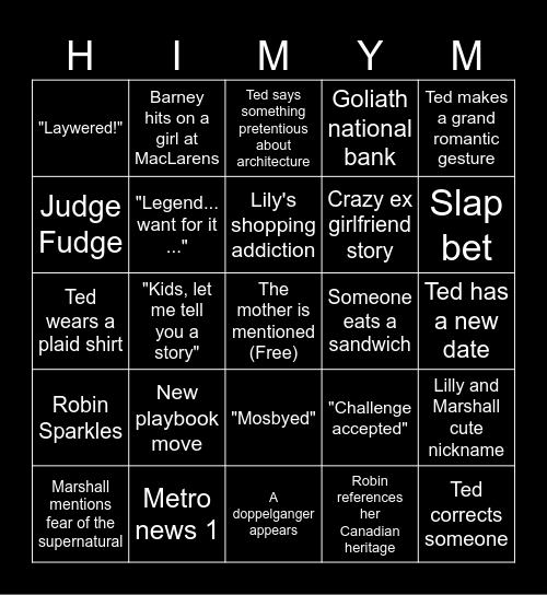 How I met your mother Bingo Card