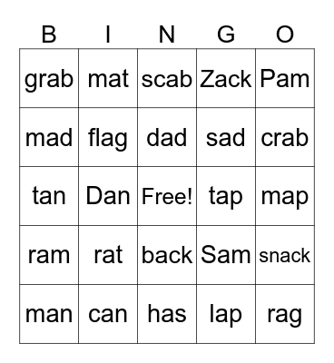 CVC Bingo Card