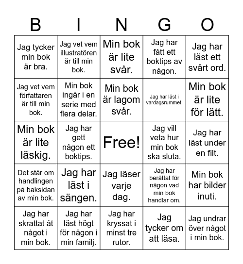 Läslov Rosenlund Bingo Card