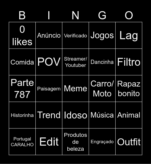 TikTok BINGOOOO Bingo Card