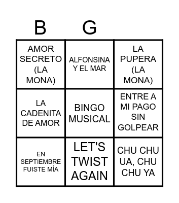 BINGO MUSICAL Bingo Card