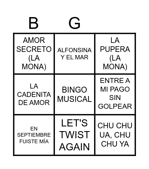 BINGO MUSICAL Bingo Card