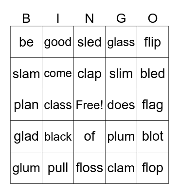 L Blends Bingo Card