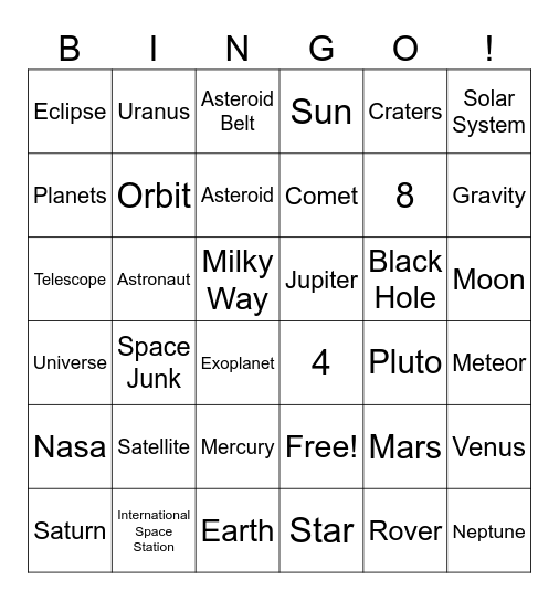 HYC - SPACE NIGHT Bingo Card