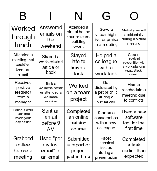 Bingo Test Bingo Card