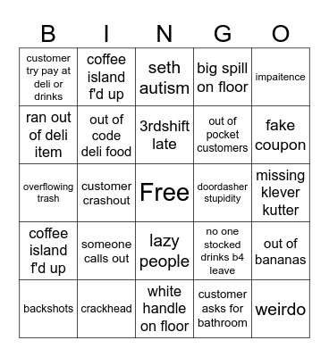wawa bingo Card