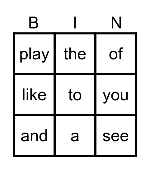 Letters Bingo Card