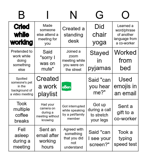 eBen.work Bingo Card