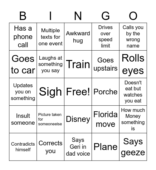 Terry Bingo Card