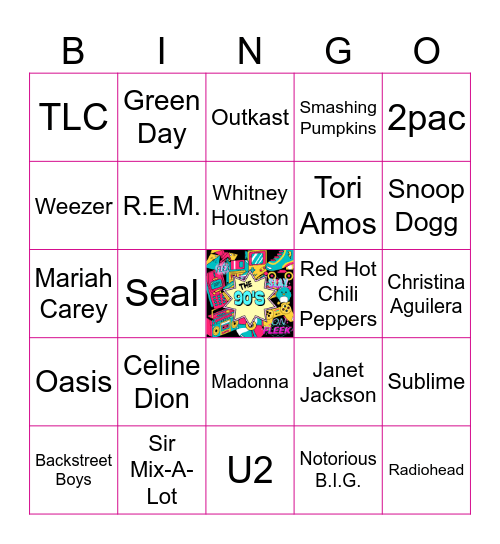 90s Music BINGO Card
