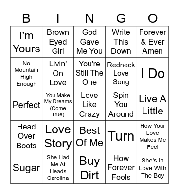 Vows & Vocals BINGO Card