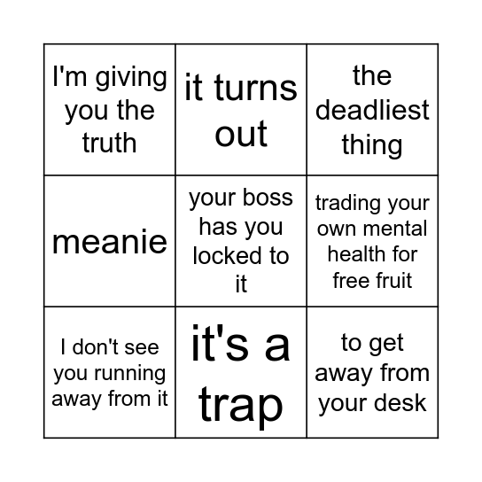 Asics Threat Bingo Card
