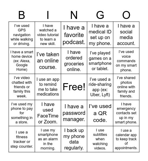 Tech BINGO Card