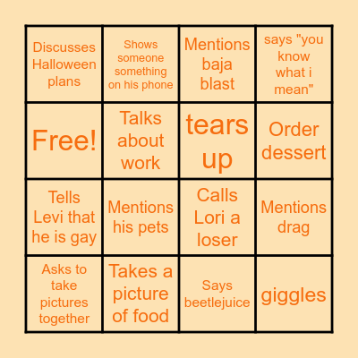 Brandon's Birthday Bingo Card