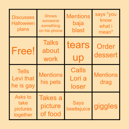 Brandon's Birthday Bingo Card