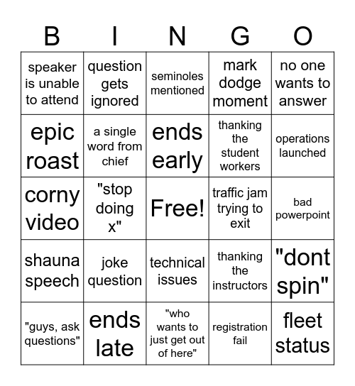Safety Standdown Bingo Card