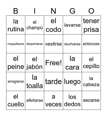 Las rutinas diarias Bingo Card