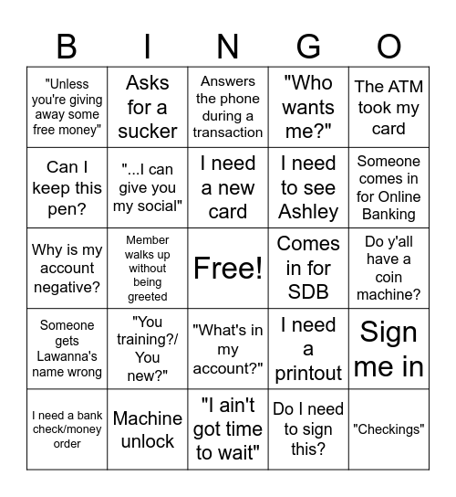 Member Bingo Card