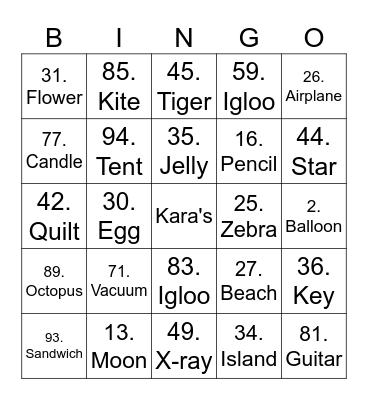 Chamber Event Bingo Card