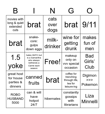 Jean thinking this is Ben Bingo Card