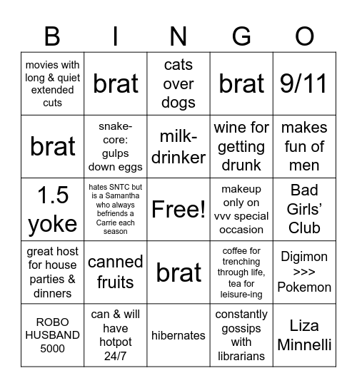 Jean thinking this is Ben Bingo Card