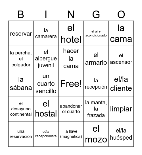 En el hotel Bingo Card