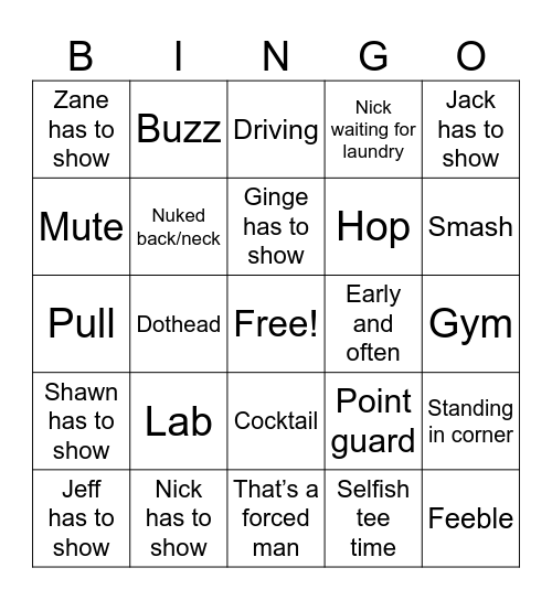 Friday bingo card Bingo Card