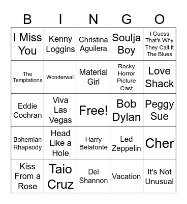 Music Bingo Card