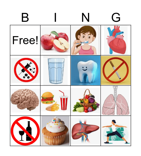 Healthy habits and Substance risks Bingo Card