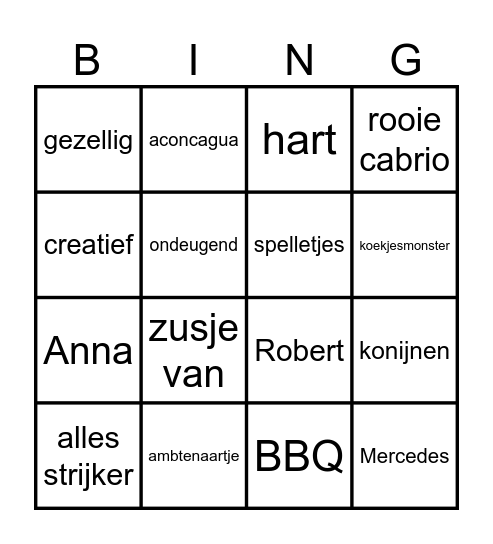 Diana 50 jaar Bingo Card