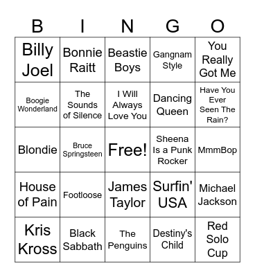 Music Bingo Card