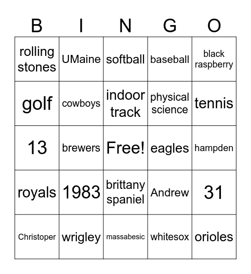 Hillier Bingo Card