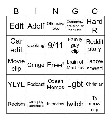 INSTAGRAM Bingo Card