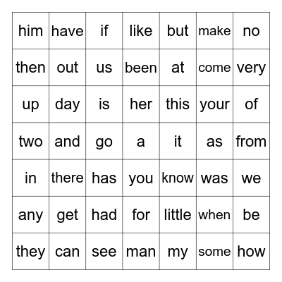 Sight Words 2024-25 Bingo Card