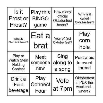 Oktoberfest Bingo Card