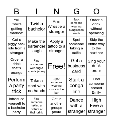 Bar Cawl Bingo Card