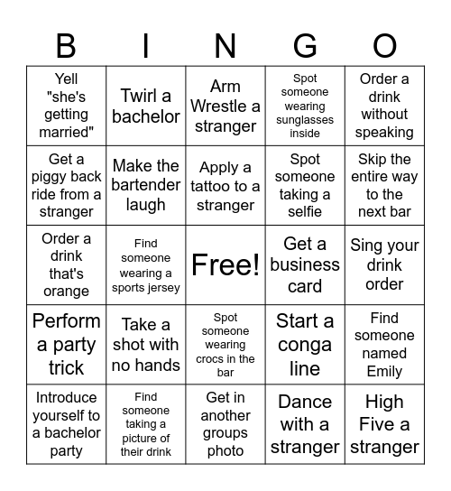 Bar Cawl Bingo Card